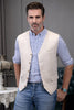 Tiavllya Tiavllya Mens waistcoat Flat Linen V Neck Waistcoat For Wedding