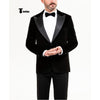 Tiavllya Tiavllya Stylish Men's Suit 2 Pieces Velvet Peak Lapel Tuxedo For Party (Blazer+Black Pants)