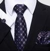 Tiavllya Tiavllya Tiavllya Men's Patterned Tie Set 8cm Pocket Square Men's Cufflinks Tie Wedding