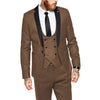 Tiavllya Tiavllya Vintage Classical 3 Piece Mens Suit Herringbone Notch Lapel Tuxedo (Blazer Vest+Pants)