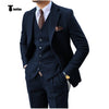 Tiavllya Tiavllya Vintage Classical 3 Pieces Mens Suit Herringbone Tweed Notch Lapel Tuxedos (Blazer+vest+Pants)