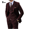 Tiavllya Tiavllya Vintage Classical 3 Pieces Mens Suit Herringbone Tweed Notch Lapel Tuxedos (Blazer+vest+Pants)