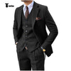 Tiavllya Tiavllya Vintage Classical 3 Pieces Mens Suit Herringbone Tweed Notch Lapel Tuxedos (Blazer+vest+Pants)