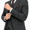 Tiavllya Tiavllya Vintage Classical 3 Pieces Mens Suit Herringbone Tweed Notch Lapel Tuxedos (Blazer+vest+Pants)