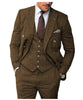 Tiavllya Tiavllya Vintage Classical Men's 3 Piece Suit Herringbone Tweed Notch Lapel Tuxedos (Blazer+vest+Pants)