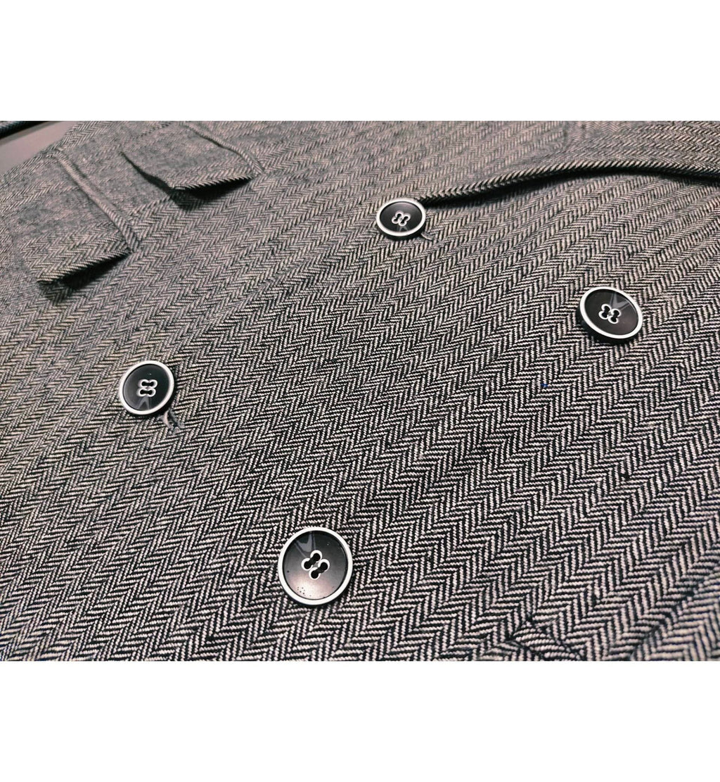 Tiavllya Tiavllya Vintage Classical Men's 3 Piece Suit Herringbone Tweed Notch Lapel Tuxedos (Blazer+vest+Pants)