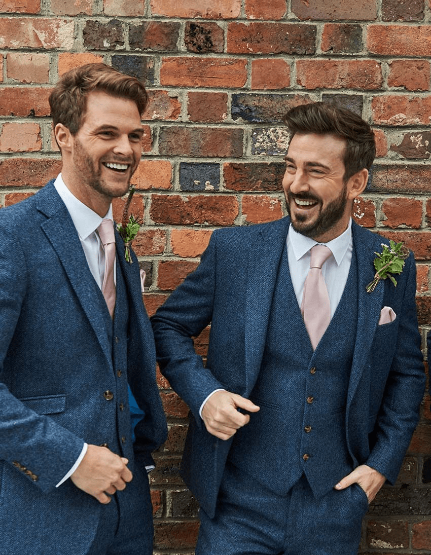 Tiavllya Tiavllya Vintage Classical Men's 3 Pieces Suit Tweed Notch Lapel Tuxedos (Blazer+vest+Pants)