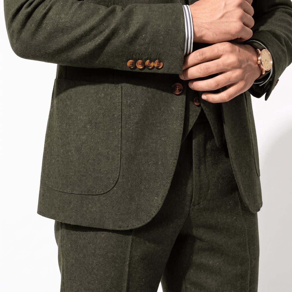 Tiavllya Tiavllya Vintage Classical Men's 3 Pieces Suit Tweed Notch Lapel Tuxedos (Blazer+vest+Pants)
