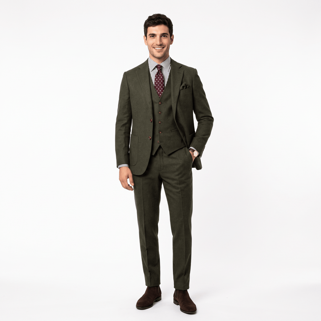 Tiavllya Tiavllya Vintage Classical Men's 3 Pieces Suit Tweed Notch Lapel Tuxedos (Blazer+vest+Pants)