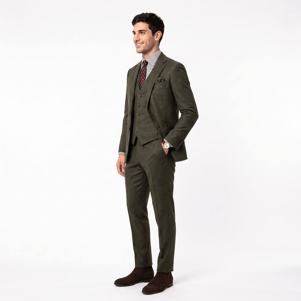 Tiavllya Tiavllya Vintage Classical Men's 3 Pieces Suit Tweed Notch Lapel Tuxedos (Blazer+vest+Pants)