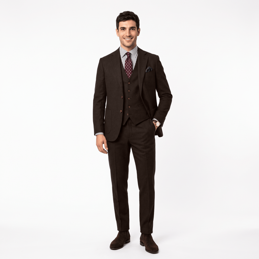 Tiavllya Tiavllya Vintage Classical Men's 3 Pieces Suit Tweed Notch Lapel Tuxedos (Blazer+vest+Pants)
