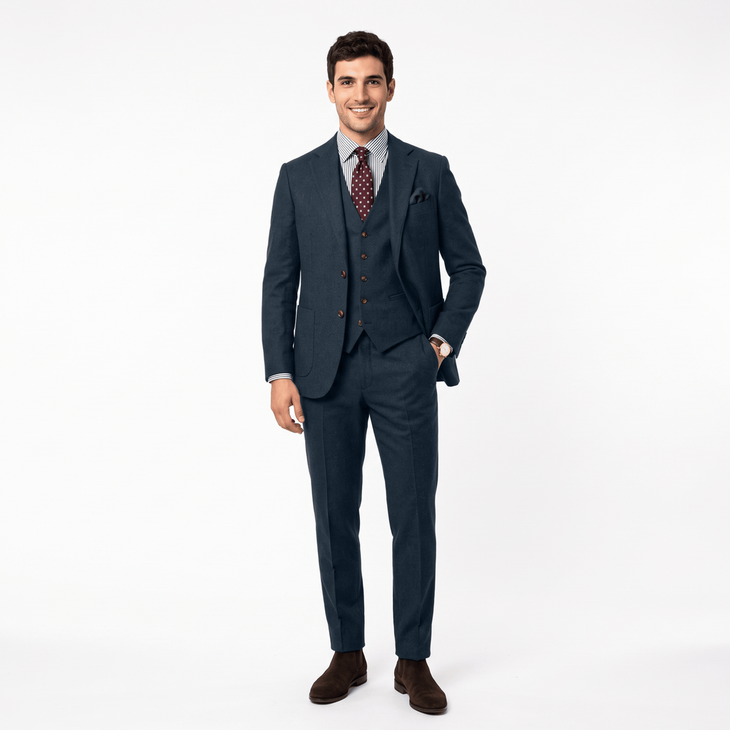 Tiavllya Tiavllya Vintage Classical Men's 3 Pieces Suit Tweed Notch Lapel Tuxedos (Blazer+vest+Pants)