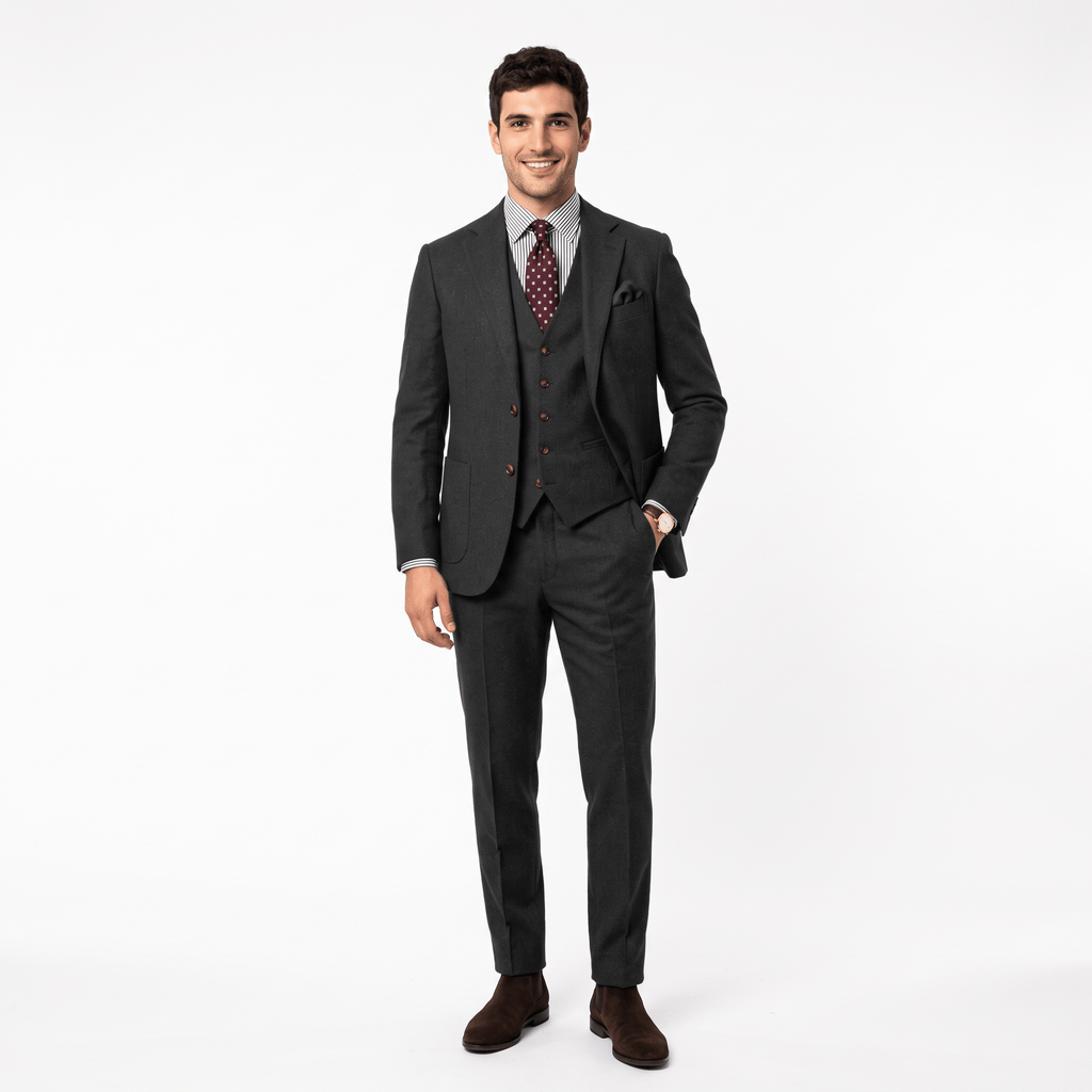 Tiavllya Tiavllya Vintage Classical Men's 3 Pieces Suit Tweed Notch Lapel Tuxedos (Blazer+vest+Pants)
