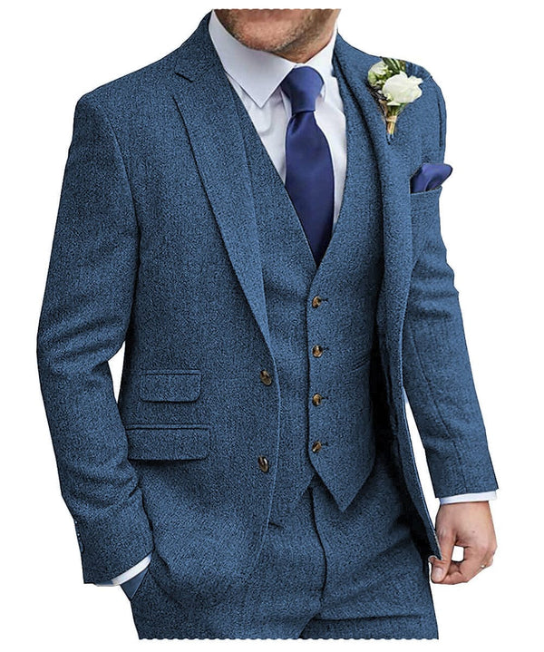 Tiavllya Tiavllya Vintage Classical Men's 3 Pieces Suit Tweed Peak Lapel Tuxedos (Blazer+vest+Pants)