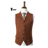 Tiavllya Tiavllya Vintage Classical Men's Classic Tweed Herringbone Notch Lapel Waistcoat