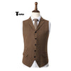 Tiavllya Tiavllya Vintage Classical Men's Classic Tweed Herringbone Notch Lapel Waistcoat
