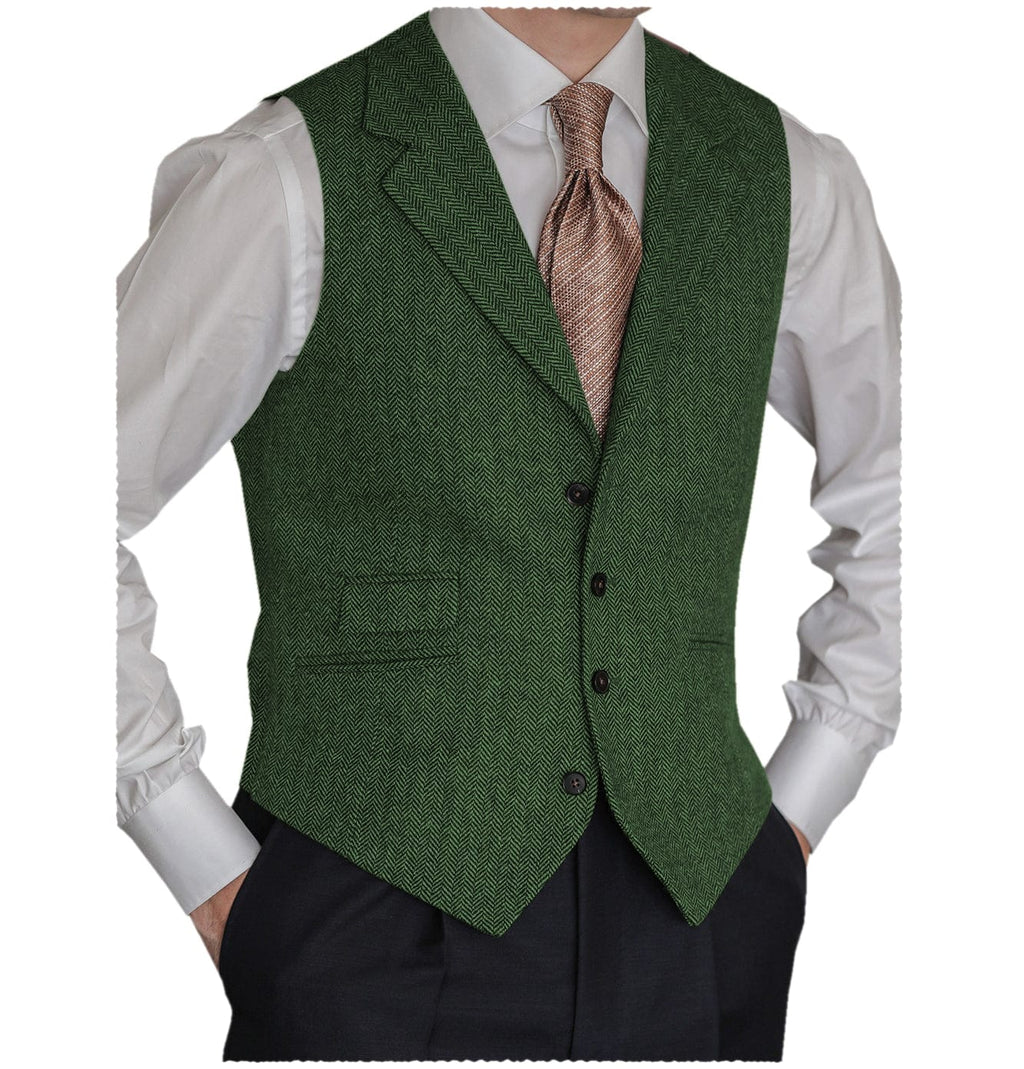 Tiavllya Tiavllya Vintage Classical Men's Classic Tweed Herringbone Notch Lapel Waistcoat