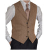 Tiavllya Tiavllya Vintage Classical Men's Classic Tweed Herringbone Notch Lapel Waistcoat
