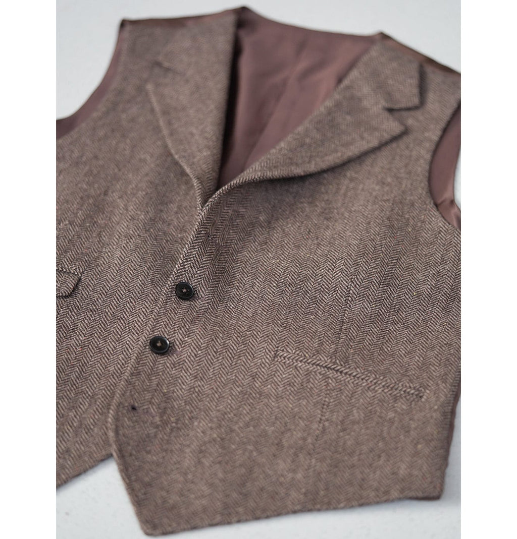 Tiavllya Tiavllya Vintage Classical Men's Classic Tweed Herringbone Notch Lapel Waistcoat