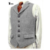 Tiavllya Tiavllya Vintage Classical Men's Classic Tweed Herringbone Notch Lapel Waistcoat