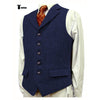 Tiavllya Tiavllya Vintage Classical Men's Classic Tweed Herringbone Notch Lapel Waistcoat