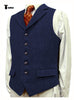 Tiavllya Tiavllya Vintage Classical Men's Classic Tweed Herringbone Notch Lapel Waistcoat