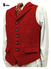 Tiavllya Tiavllya Vintage Classical Men's Classic Tweed Herringbone Notch Lapel Waistcoat