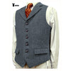 Tiavllya Tiavllya Vintage Classical Men's Classic Tweed Herringbone Notch Lapel Waistcoat