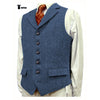 Tiavllya Tiavllya Vintage Classical Men's Classic Tweed Herringbone Notch Lapel Waistcoat
