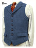 Tiavllya Tiavllya Vintage Classical Men's Classic Tweed Herringbone Notch Lapel Waistcoat