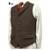 Tiavllya Tiavllya Vintage Classical Men's Classic Tweed Herringbone Notch Lapel Waistcoat
