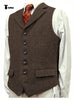 Tiavllya Tiavllya Vintage Classical Men's Classic Tweed Herringbone Notch Lapel Waistcoat