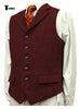 Tiavllya Tiavllya Vintage Classical Men's Classic Tweed Herringbone Notch Lapel Waistcoat