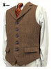 Tiavllya Tiavllya Vintage Classical Men's Classic Tweed Herringbone Notch Lapel Waistcoat