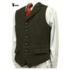 Tiavllya Tiavllya Vintage Classical Men's Classic Tweed Herringbone Notch Lapel Waistcoat