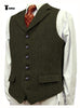 Tiavllya Tiavllya Vintage Classical Men's Classic Tweed Herringbone Notch Lapel Waistcoat
