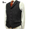 Tiavllya Tiavllya Vintage Classical Men's Classic Tweed Herringbone Notch Lapel Waistcoat