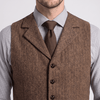 Tiavllya Tiavllya Vintage Classical Men's Classic Tweed Herringbone Notch Lapel Waistcoat