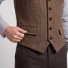 Tiavllya Tiavllya Vintage Classical Men's Classic Tweed Herringbone Notch Lapel Waistcoat