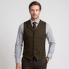 Tiavllya Tiavllya Vintage Classical Men's Classic Tweed Herringbone Notch Lapel Waistcoat