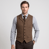 Tiavllya Tiavllya Vintage Classical Men's Classic Tweed Herringbone Notch Lapel Waistcoat