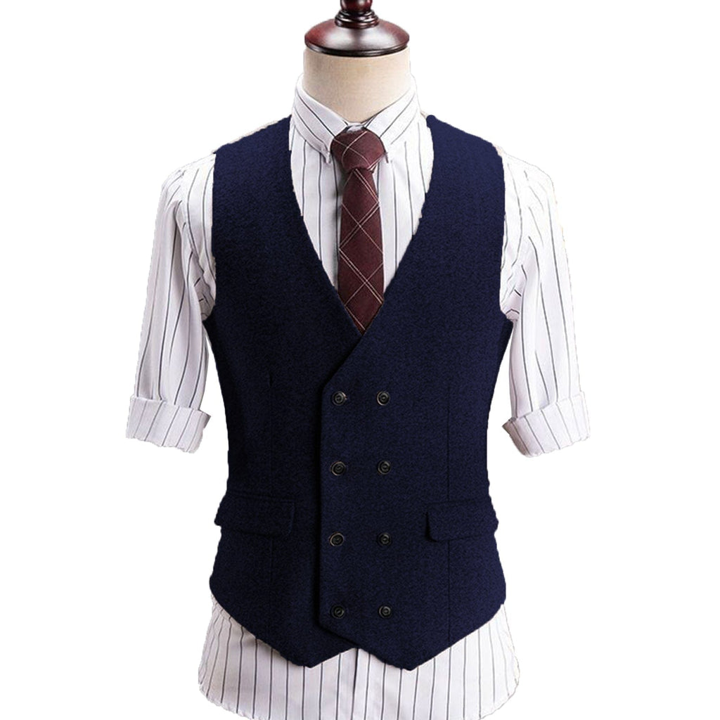 Tiavllya Tiavllya Vintage Classical Men's Classic Tweed Herringbone V Neck Waistcoat