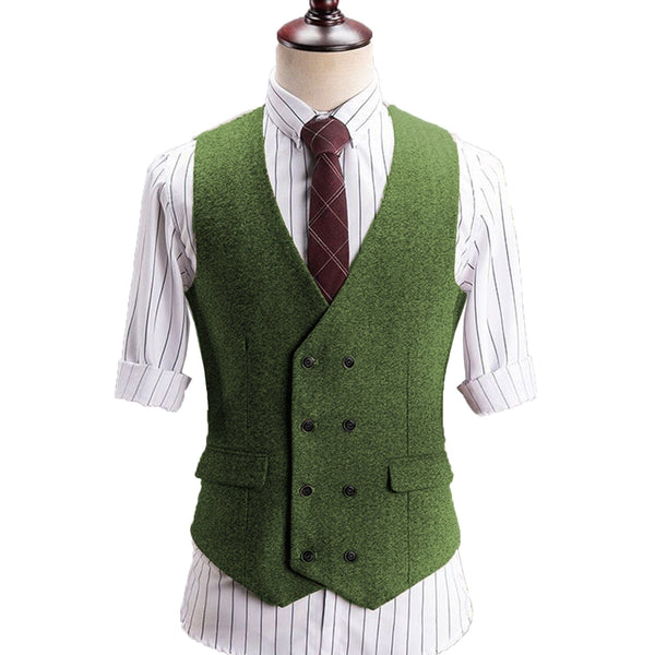 Tiavllya Tiavllya Vintage Classical Men's Classic Tweed Herringbone V Neck Waistcoat