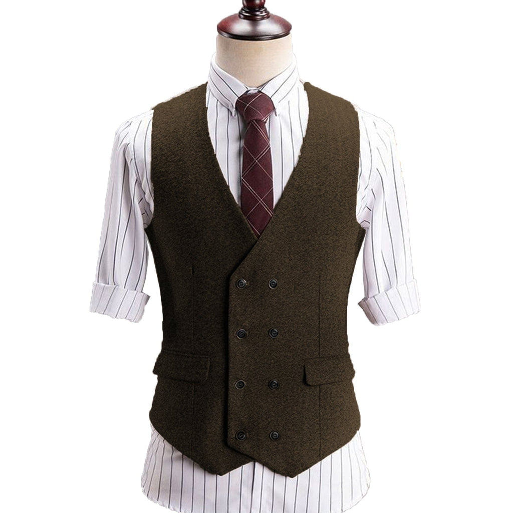Tiavllya Tiavllya Vintage Classical Men's Classic Tweed Herringbone V Neck Waistcoat