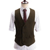 Tiavllya Tiavllya Vintage Classical Men's Classic Tweed Herringbone V Neck Waistcoat