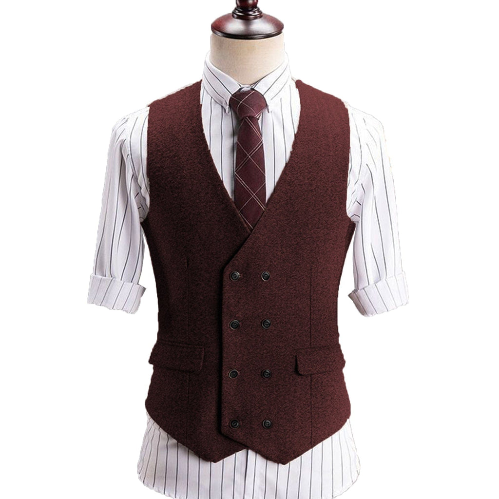 Tiavllya Tiavllya Vintage Classical Men's Classic Tweed Herringbone V Neck Waistcoat