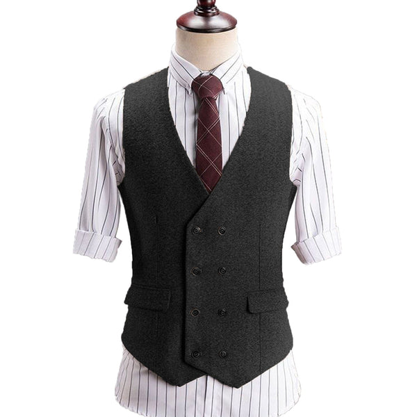 Tiavllya Tiavllya Vintage Classical Men's Classic Tweed Herringbone V Neck Waistcoat