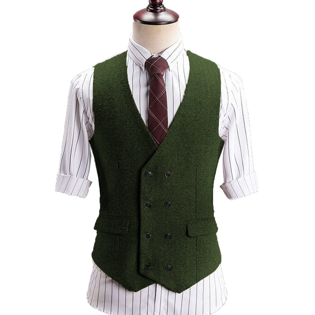 Tiavllya Tiavllya Vintage Classical Men's Classic Tweed Herringbone V Neck Waistcoat