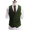 Tiavllya Tiavllya Vintage Classical Men's Classic Tweed Herringbone V Neck Waistcoat