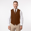 Tiavllya Tiavllya Vintage Classical Men's Regular Fit Tweed Herringbone V Neck Waistcoat